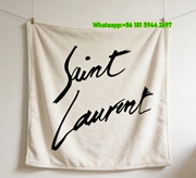 Yves Saint Laurent YSL Black White Handwritten Signature Printed Flannel Sofa Throw Blanket IMG_3224